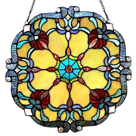 CHLOE LIGHTING Chloe Lighting CH1P330AV18-GPN Rosalie Victorian Tiffany-Glass Window Panel - 18 in. CH1P330AV18-GPN